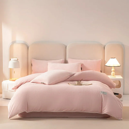 Plush Velvet Bedding Set / Light Pink