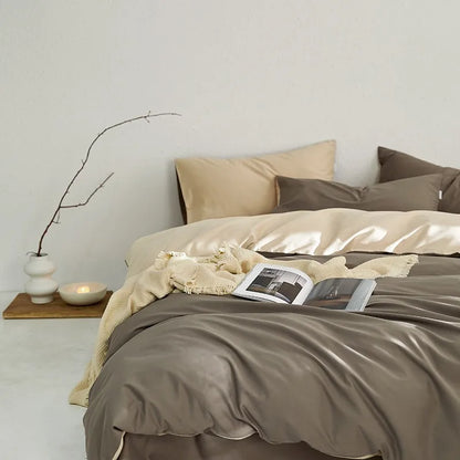 Tranquil Harmony Bedding Sets / Mocha Brown & Soft Cream