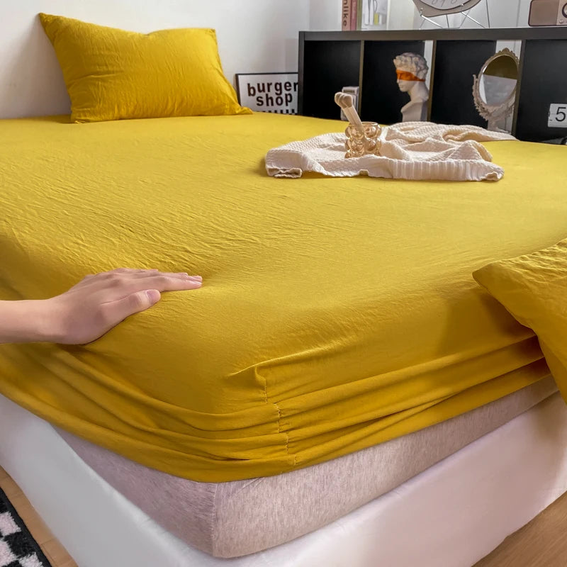 Solid Cotton Fitted Bed Sheets