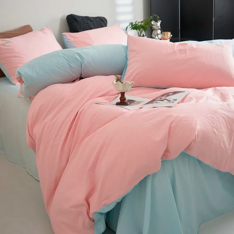 Pastel Dream Bedding Set / Blush & Sky Blue