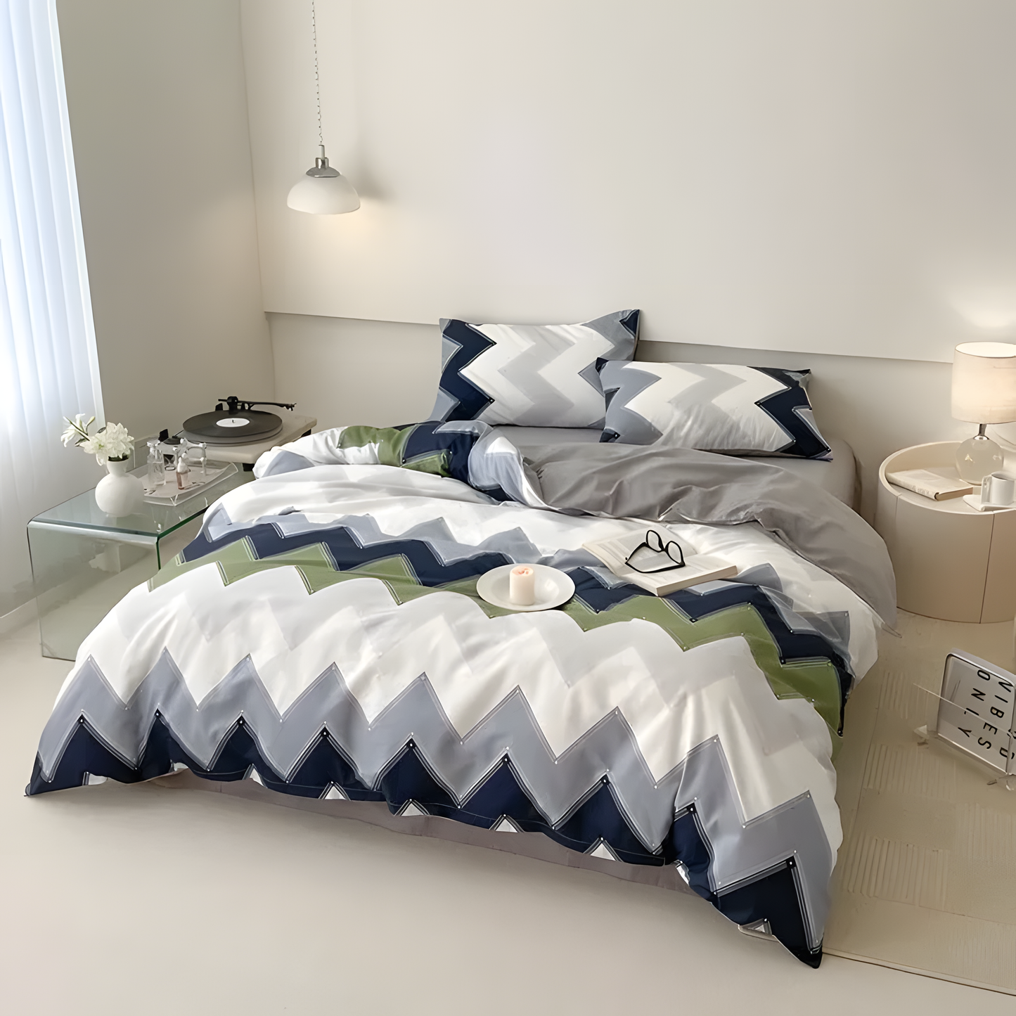 Chevron Cool Blue Bedding Set