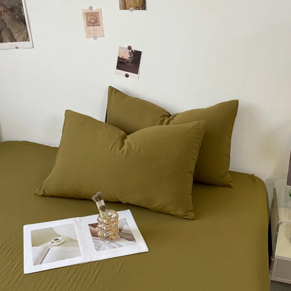 Solid Cotton Pillowcase Sets