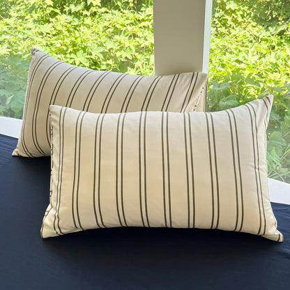 Washed Cotton Thin Stripe Bedding Collection - WhisperLinens