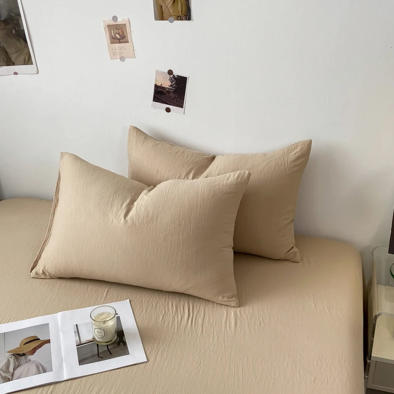 Solid Cotton Pillowcase Sets