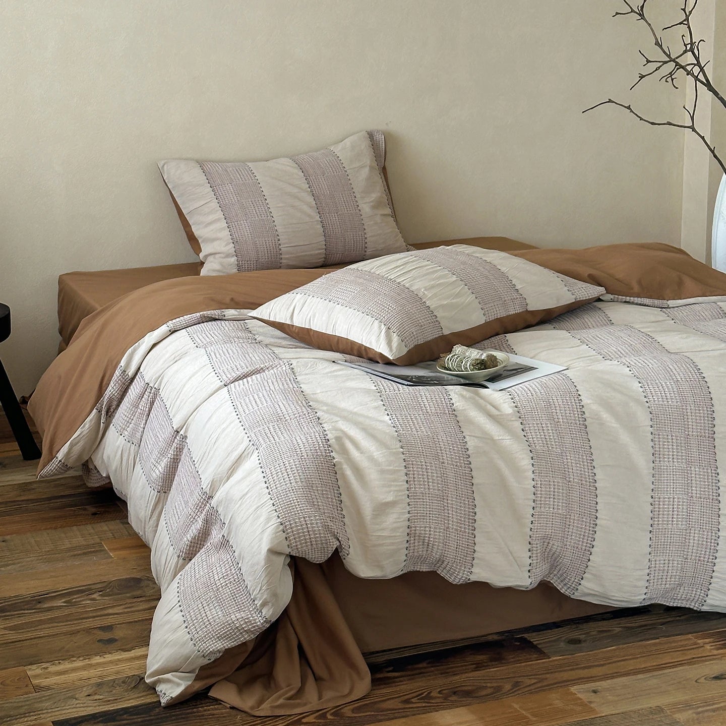 Textured Stripe Cotton Duvet Cover Set