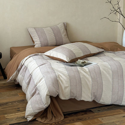 Textured Stripe Cotton Duvet Cover Set