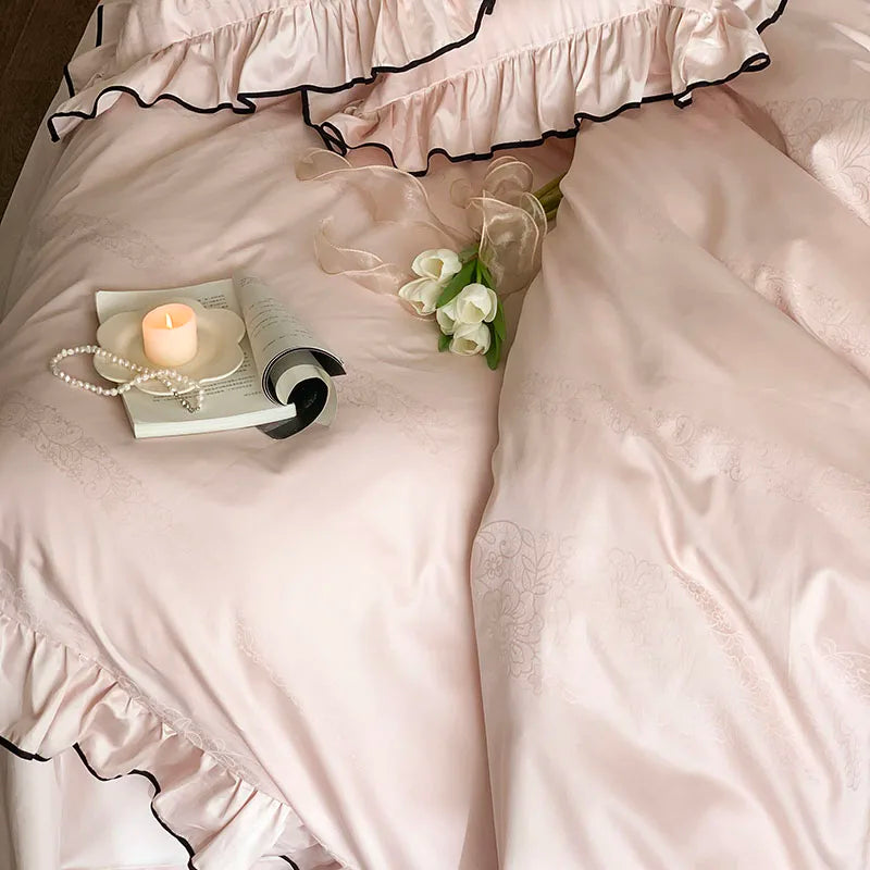 Ivory Ruffle Cotton Duvet Cover Set