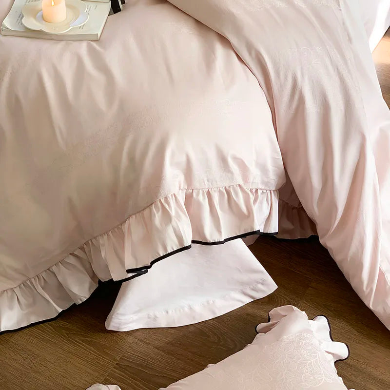Ivory Ruffle Cotton Duvet Cover Set