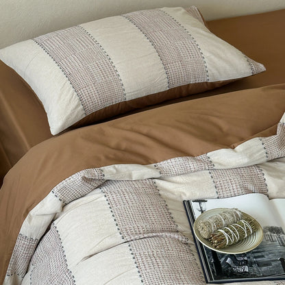 Textured Stripe Cotton Duvet Cover Set