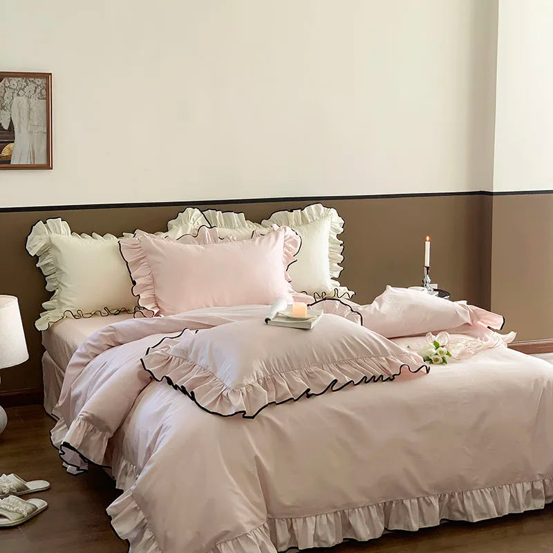 Ivory Ruffle Cotton Duvet Cover Set