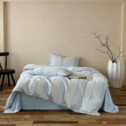 Textured Stripe Cotton Duvet Cover Set