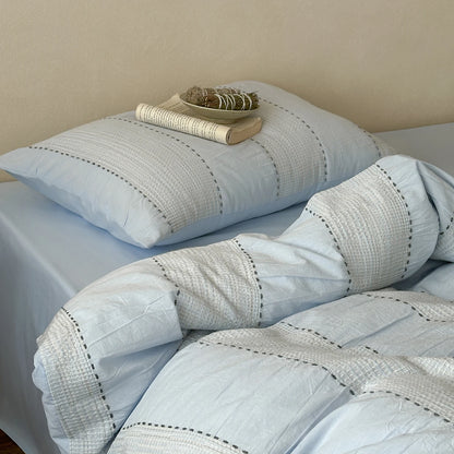 Textured Stripe Cotton Duvet Cover Set