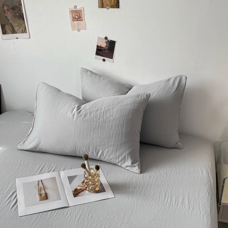 Solid Cotton Pillowcase Sets