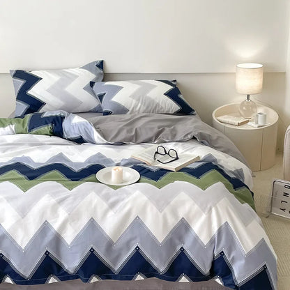 Chevron Chic Bedding Set / Blue & Green