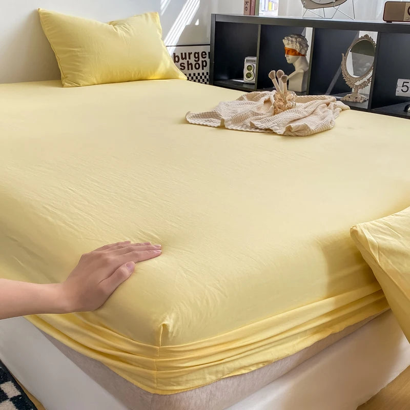 Solid Cotton Fitted Bed Sheets