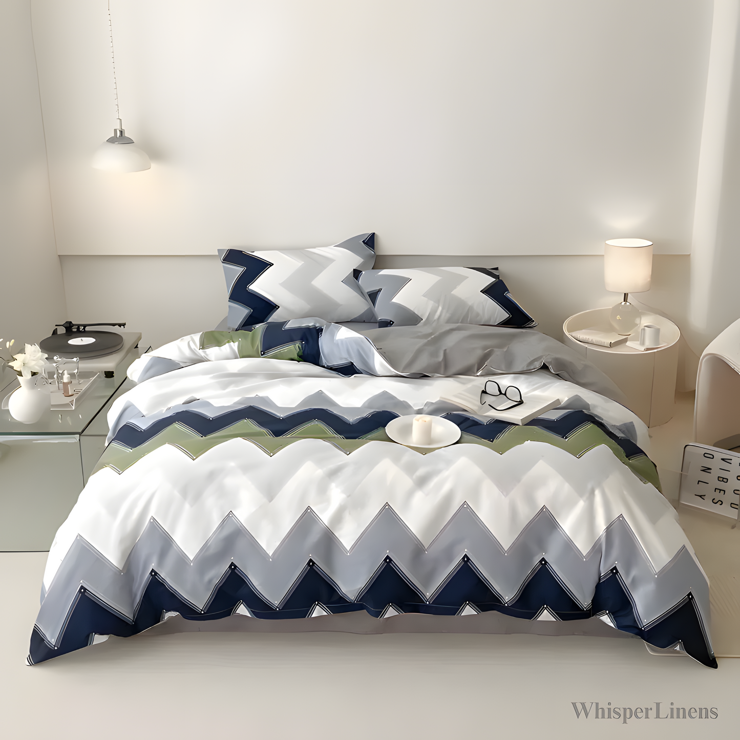 Chevron Cool Blue Bedding Set