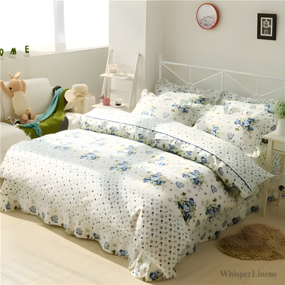 Blue Floral Elegance Bedding Set