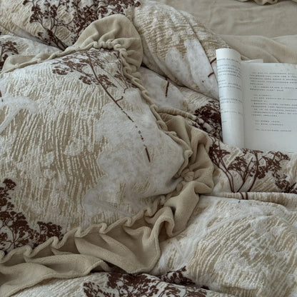 Adeline Vintage Botanical Branch Fleece Bedding Set