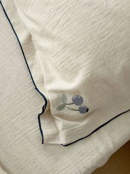 Bluebell Blueberry Embroidered Cotton Bedding Set