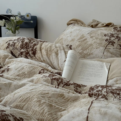 Adeline Vintage Botanical Branch Fleece Bedding Set