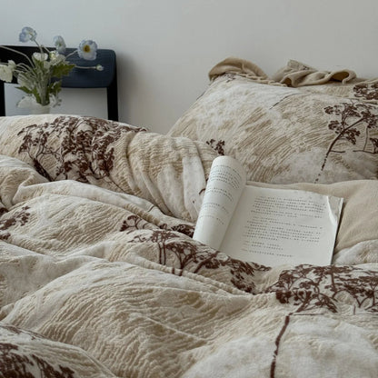 Adeline Vintage Botanical Branch Fleece Bedding Set - WhisperLinens