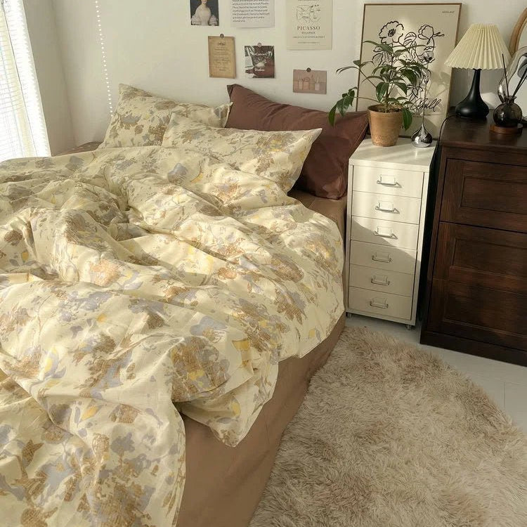 Adeline Vintage Botanical Cotton Bedding Set - WhisperLinens