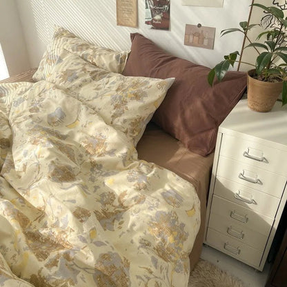 Adeline Vintage Botanical Cotton Bedding Set - WhisperLinens