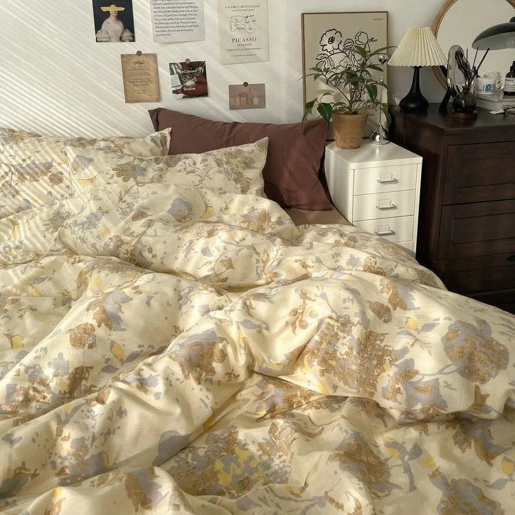 Adeline Vintage Botanical Cotton Bedding Set - WhisperLinens
