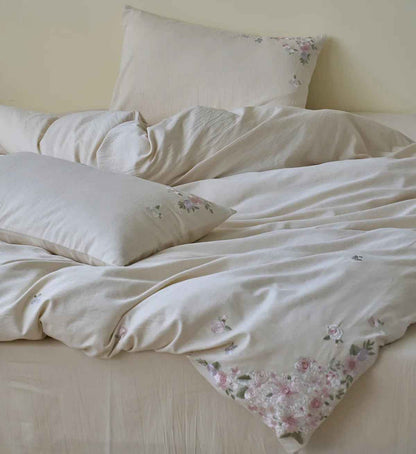 Adeline Wildflower Floral Embroidered Cotton Bedding Set