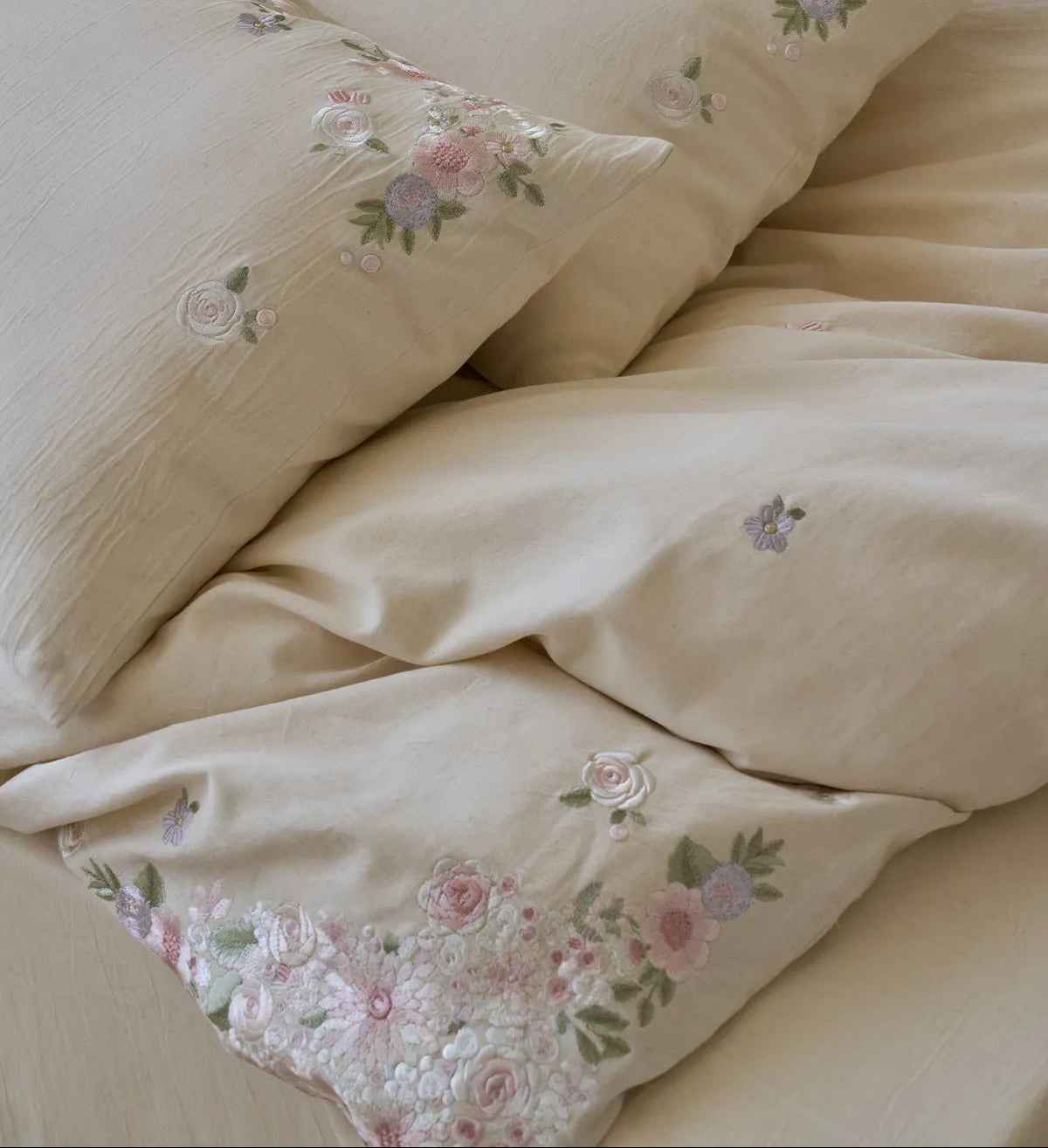 Adeline Wildflower Floral Embroidered Cotton Bedding Set