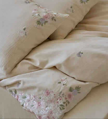 Adeline Wildflower Floral Embroidered Cotton Bedding Set
