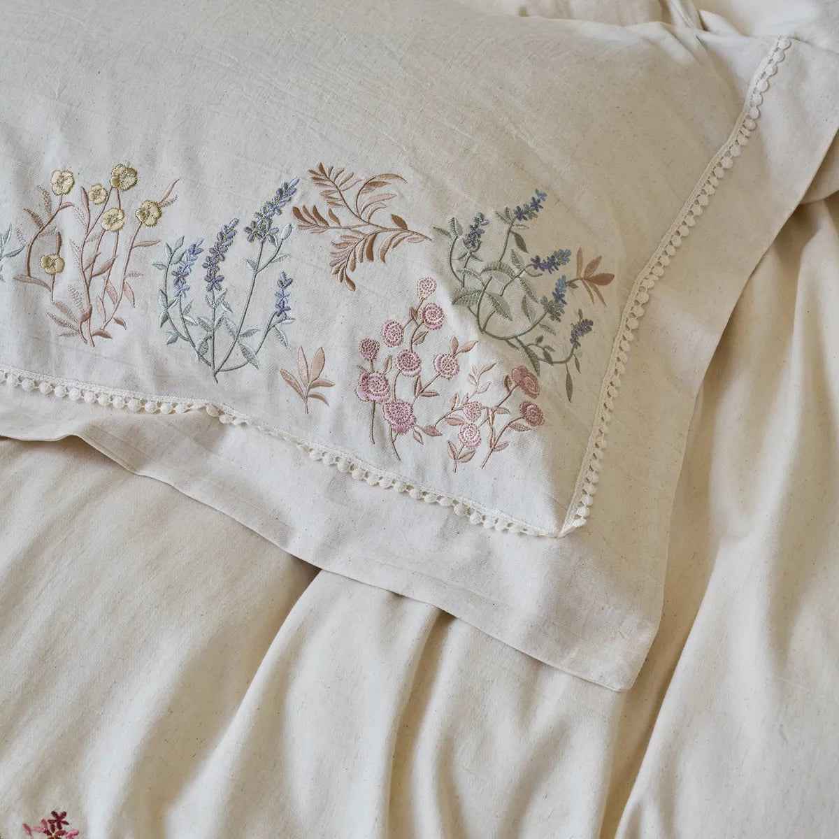 Adeline Wildflower Floral Embroidered Cotton Bedding Set