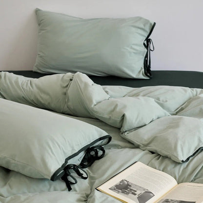 Adira Bow-Tie Jersey Cotton Bedding Set - WhisperLinens