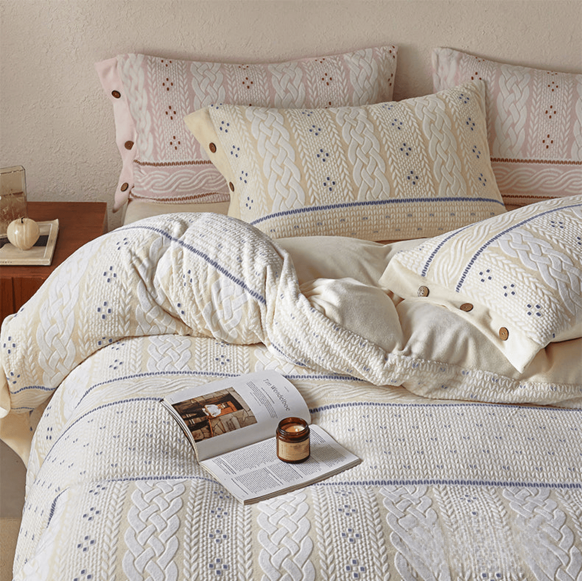 Alcott Braided Cable Velvet Bedding Set - WhisperLinens