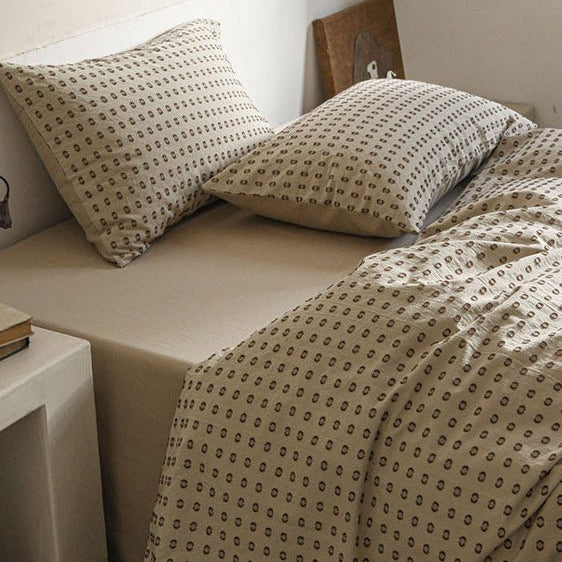 Amberlyn Dotted Cotton Bedding Set - Toffee Pop Beige - WhisperLinens