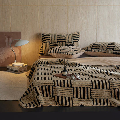 Annabelle Basketweave Plush Throw Blanket - Brown - WhisperLinens
