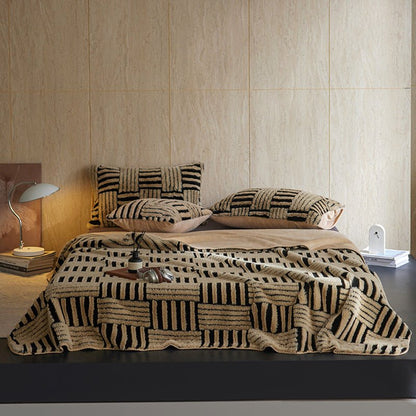 Annabelle Basketweave Plush Throw Blanket - Brown - WhisperLinens