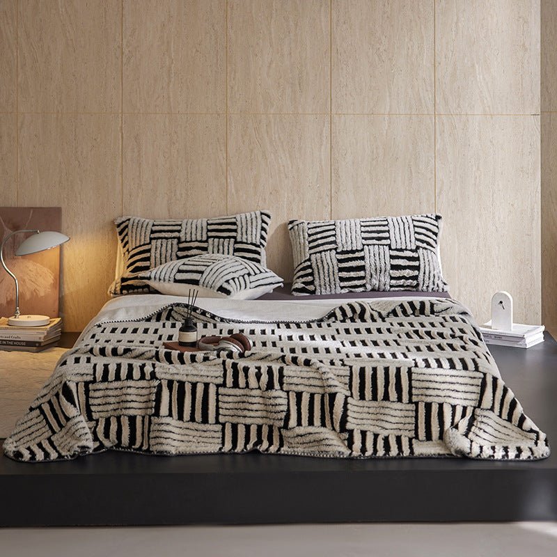 Annabelle Basketweave Plush Throw Blanket - White - WhisperLinens