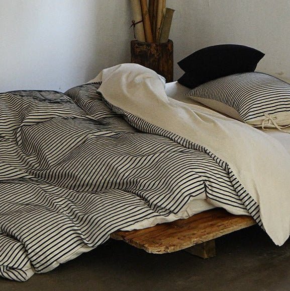 Ashcombe Striped Linen Bedding Set - WhisperLinens