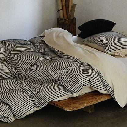 Ashcombe Striped Linen Bedding Set - WhisperLinens