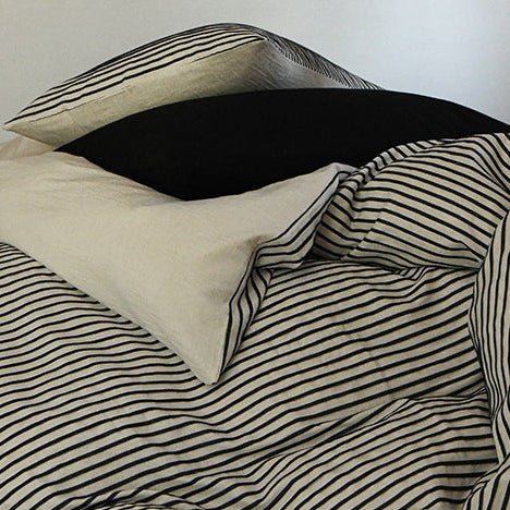 Ashcombe Striped Linen Bedding Set - WhisperLinens