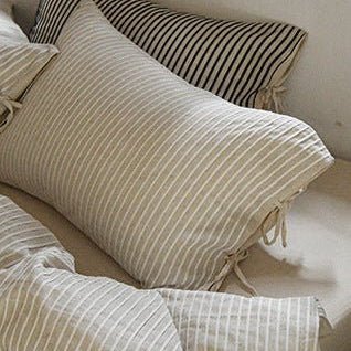 Ashcombe Striped Linen Bedding Set - WhisperLinens