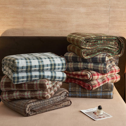 Fireside Plaid Fleece Throw Blanket - folded throws in assorted plaid colorways - WhisperLinens