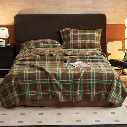 Fireside Plaid Fleece Throw Blanket - Green - WhisperLinens