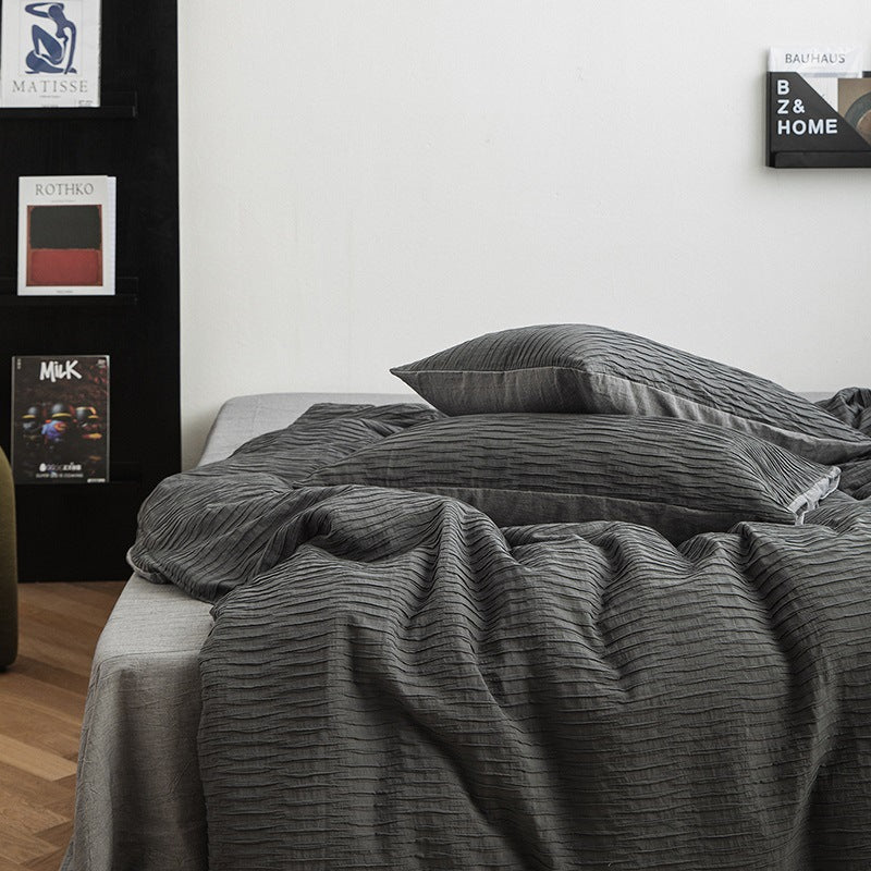 Ashwyn Crinkle Texture Cotton Bedding Set - WhisperLinens