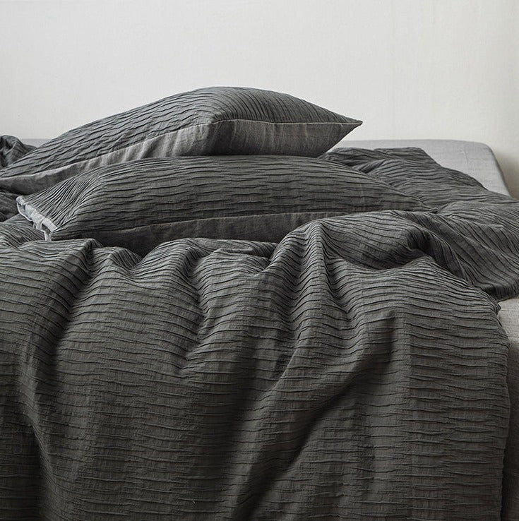 Ashwyn Crinkle Texture Cotton Bedding Set - WhisperLinens