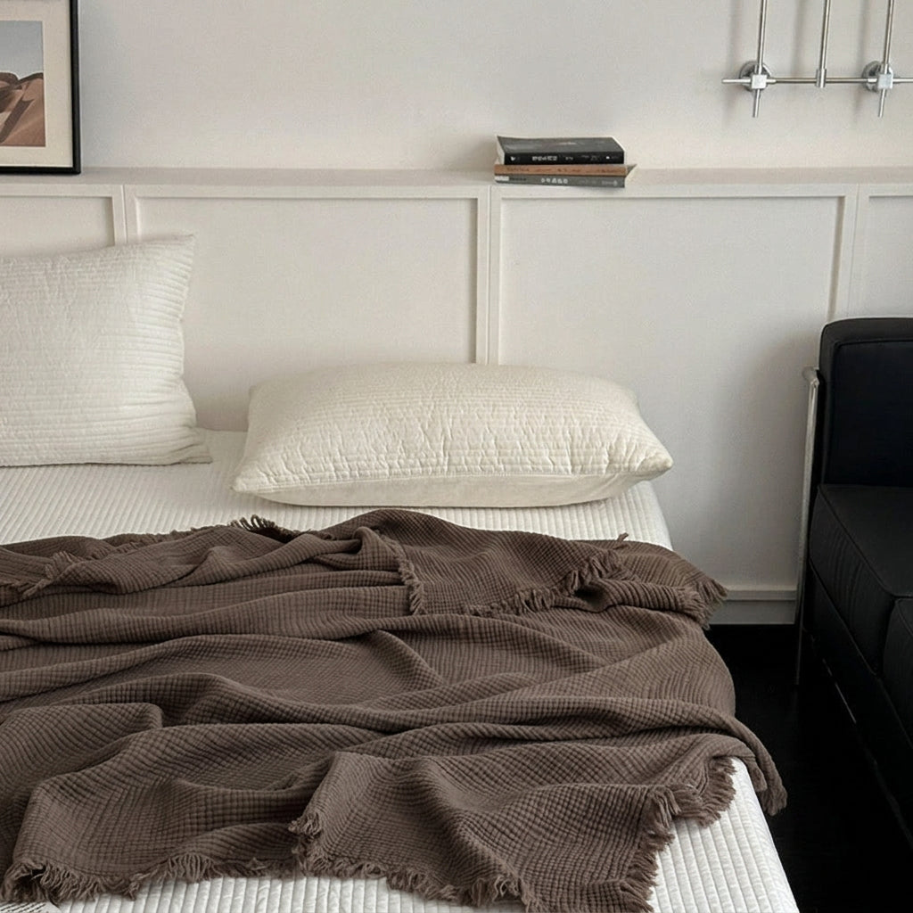Hearth Waffle Cotton Throw Blanket - Ash Brown - WhisperLinens