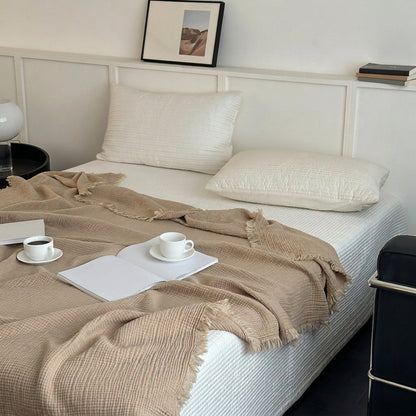 Hearth Waffle Cotton Throw Blanket - Latte - WhisperLinens