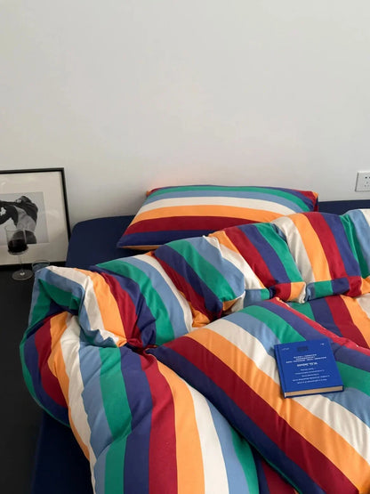 Marlow Rainbow Stripe Jersey Cotton Bedding Set