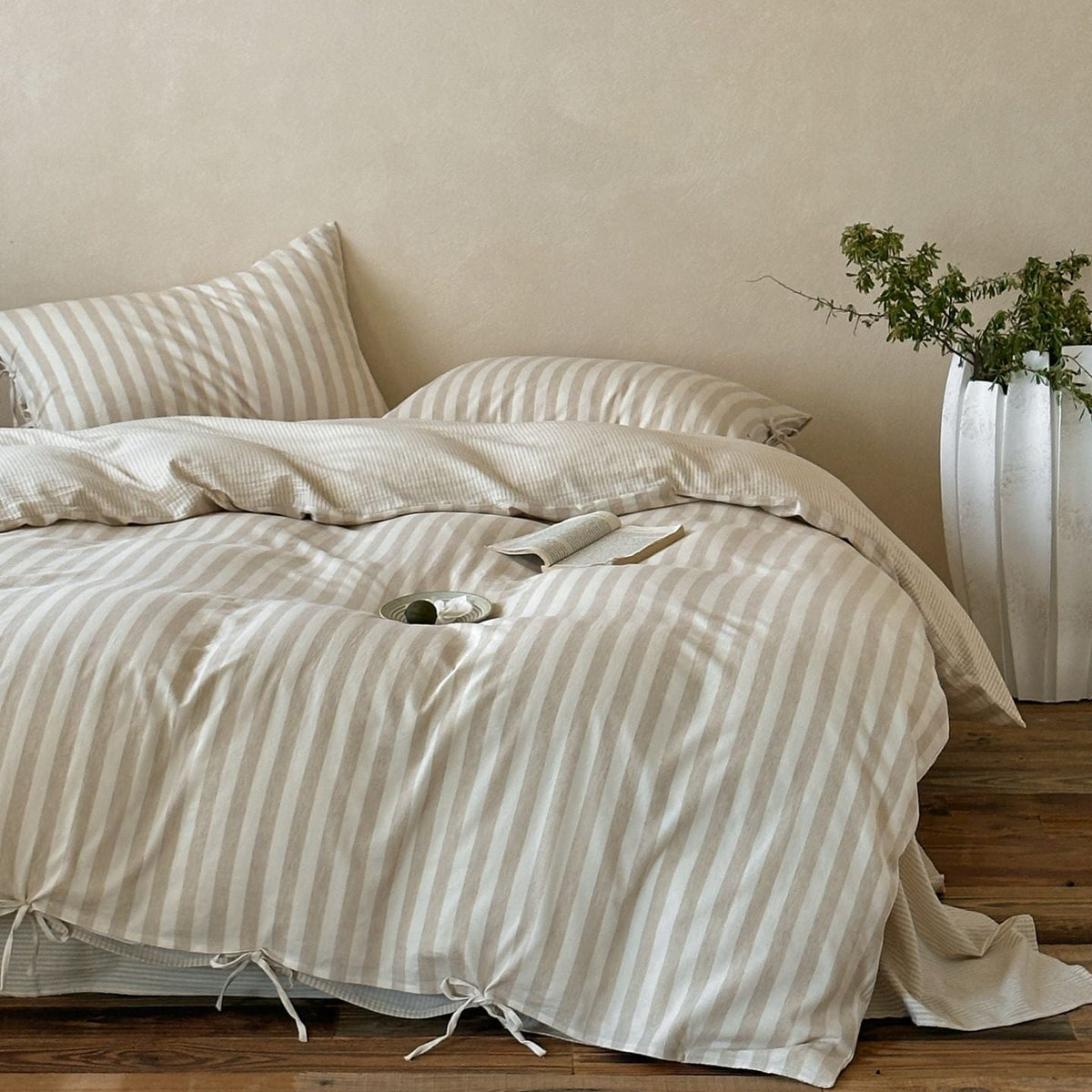 Ashfield Oat Stripe Cotton-Linen Bedding Set